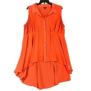 Torrid Top Women 2X Sleeveless Button Front High Low Flowy Layered Boho Chicwear